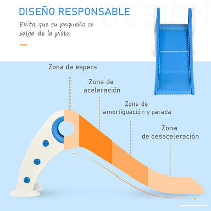 HOMCOM Escorrega infantil para crianças acima de 3 anos Escorrega largo dobrável com escadas rampa longa para jardim parque interiores 120x50x56 cm Azul