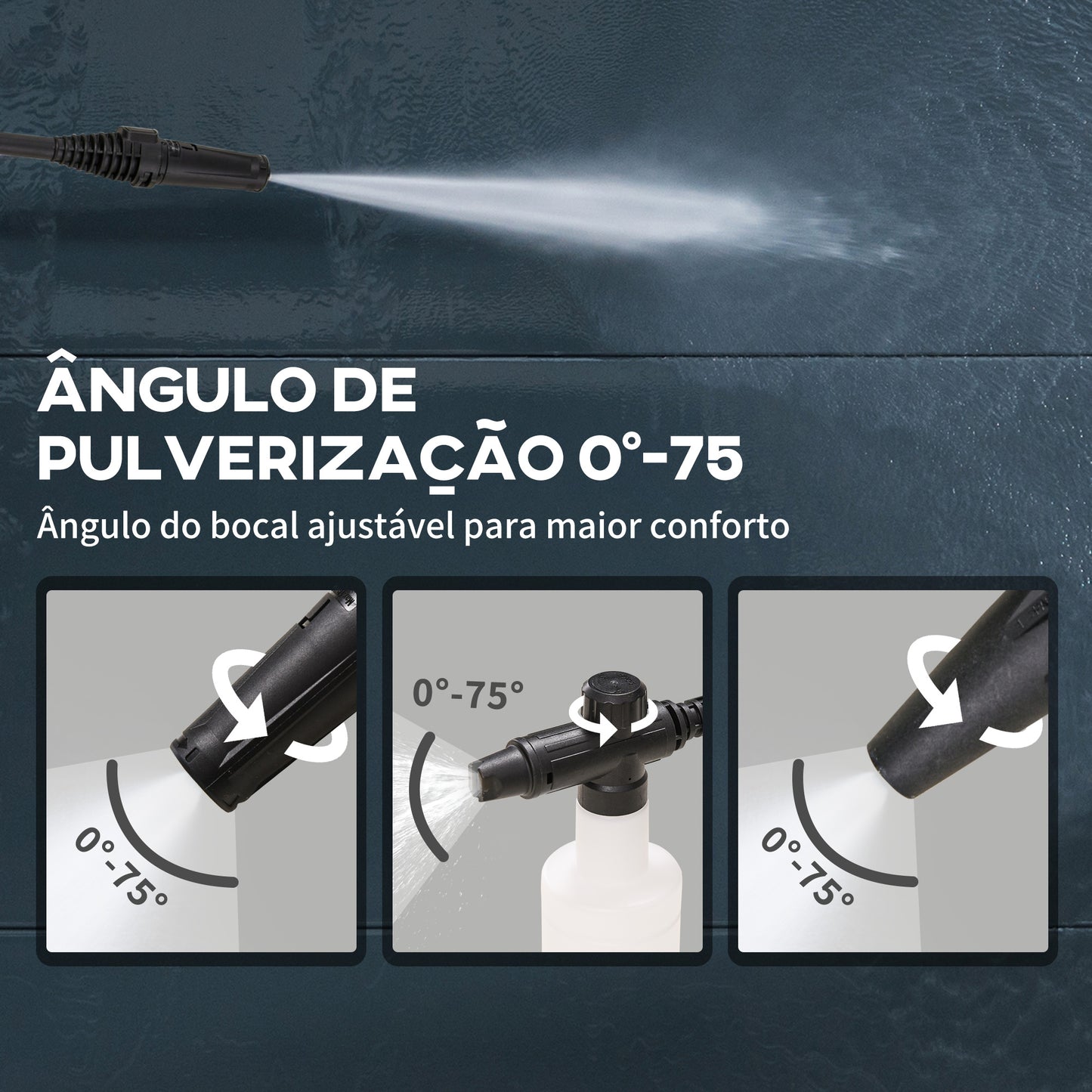 DURHAND Lavadora de Alta Pressão 1600W Caudal 432 L/h Bomba de Alumínio Pressão de 135 Bar Mangueira de 6 m Inclui Garrafas de Sabão Bocal Escova 32x24x65 cm Azul