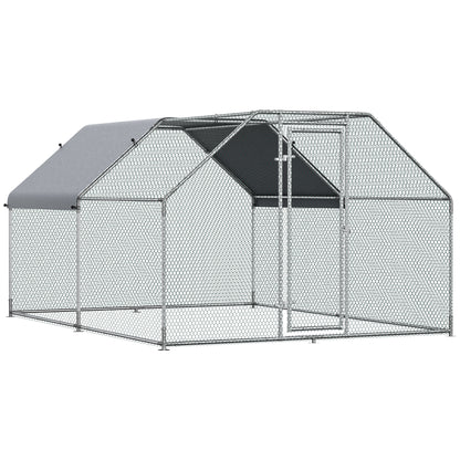 PawHut Galinheiro ao ar livre Gaiola para aves domésticas de metal galvanizado com fechadura ecobertura Oxford 280x380x195cm