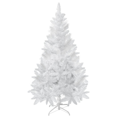 HOMCOM Árvore de Natal Artificial Dobrável 150cm Ignífugo com 358 Ramos Folhas de PVC e Suporte Metálico Decoração de Natal para Interiores Branco