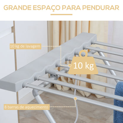 HOMCOM Estendal Elétrico Dobrável 120W Estendal Elétrico de Roupa com Estrutura de Liga de Alumínio 94x50x90cm Prata