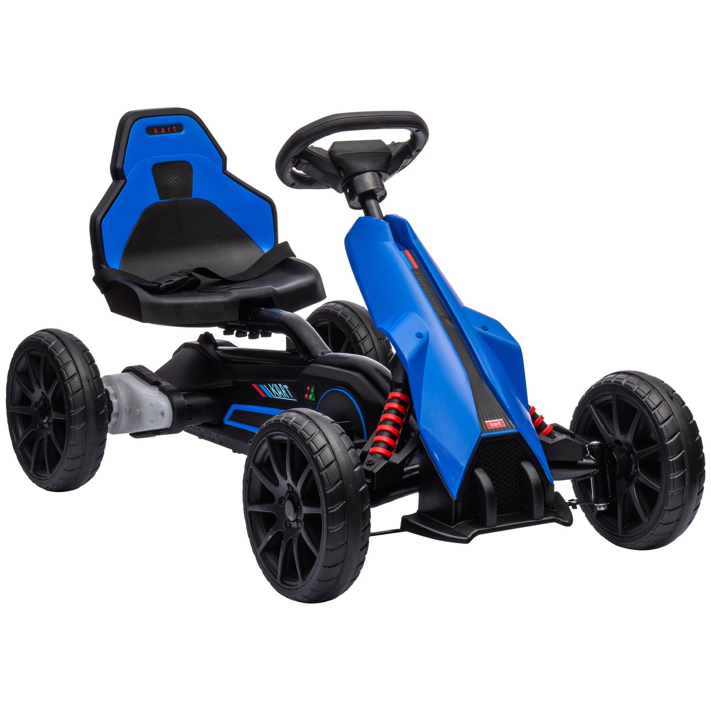 HOMCOM Go Kart Carro Elétrico para Crianças de 3 a 8 Anos Kart a Bateria 12V Velocidade Ajustável 3-5 km/h e Cinto de Segurança Carga 30 kg para Exterior 100x58x58,5 cm Azul