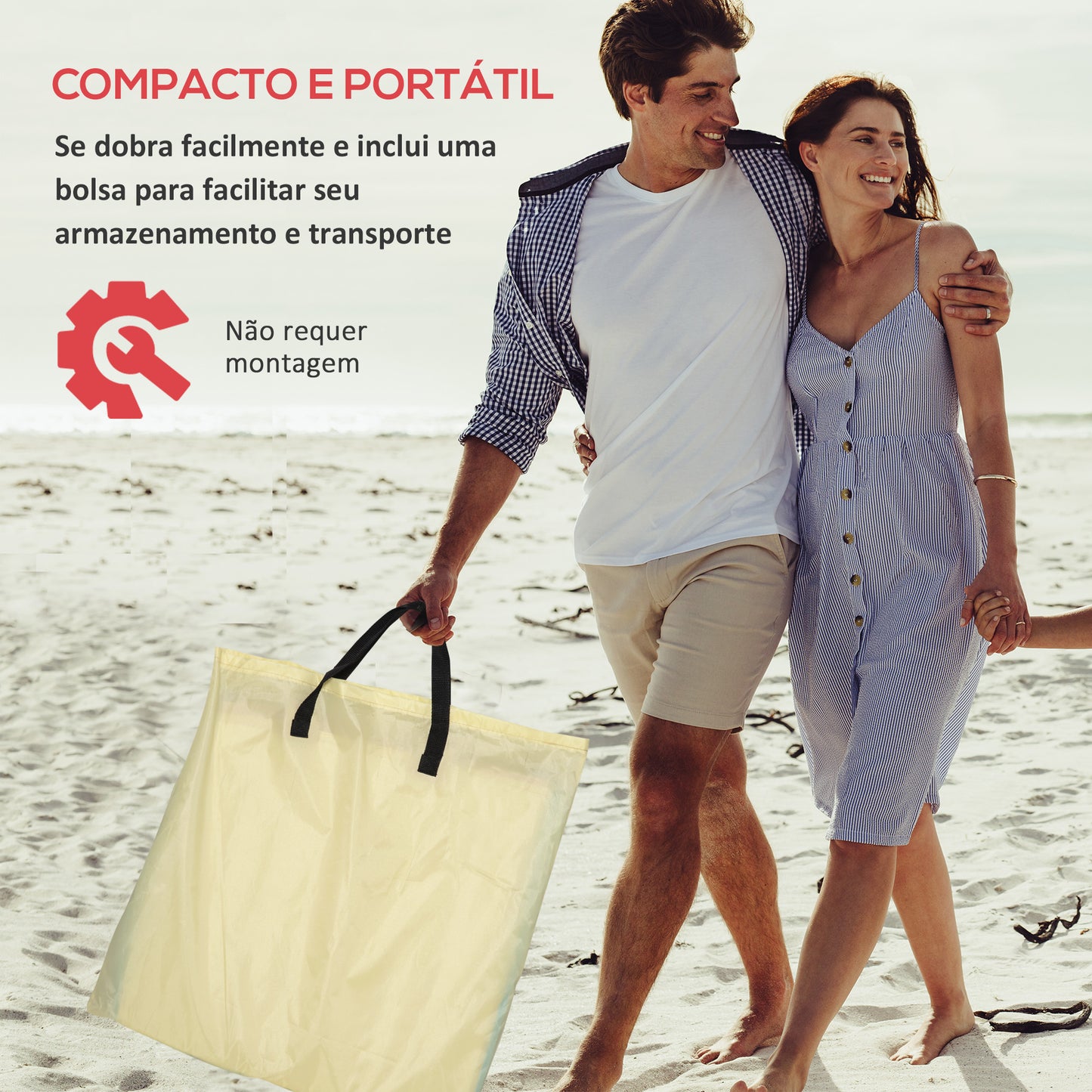 Outsunny Conjunto de 2 Esteiras de Praia Dobráveis 124x53x50cm com Encosto Ajustável e Apoio para a Cabeça Esteira de Praia Tecido Oxford Aço com Bolsa de Transporte Bege e Azul