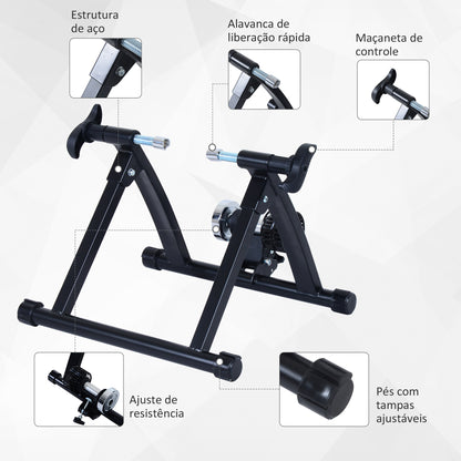 HOMCOM Rolo de Treinamento Magnético para Bicicleta Dobrável 54,4x 47,2x39,1 cm Preta