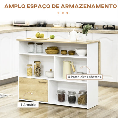 Ilha de Cozinha Nord com Mesa Alta Extensível - Design Moderno