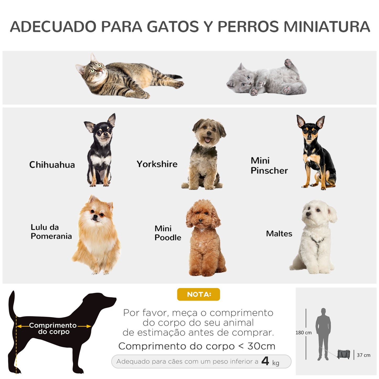 PawHut Transportadora para Animais de Estimação 4 em 1 com Rodas Bolsa de Transporte para Cães e Gatos com Cabo Telescópico de Alumínio 50x31x37 cm Cinza