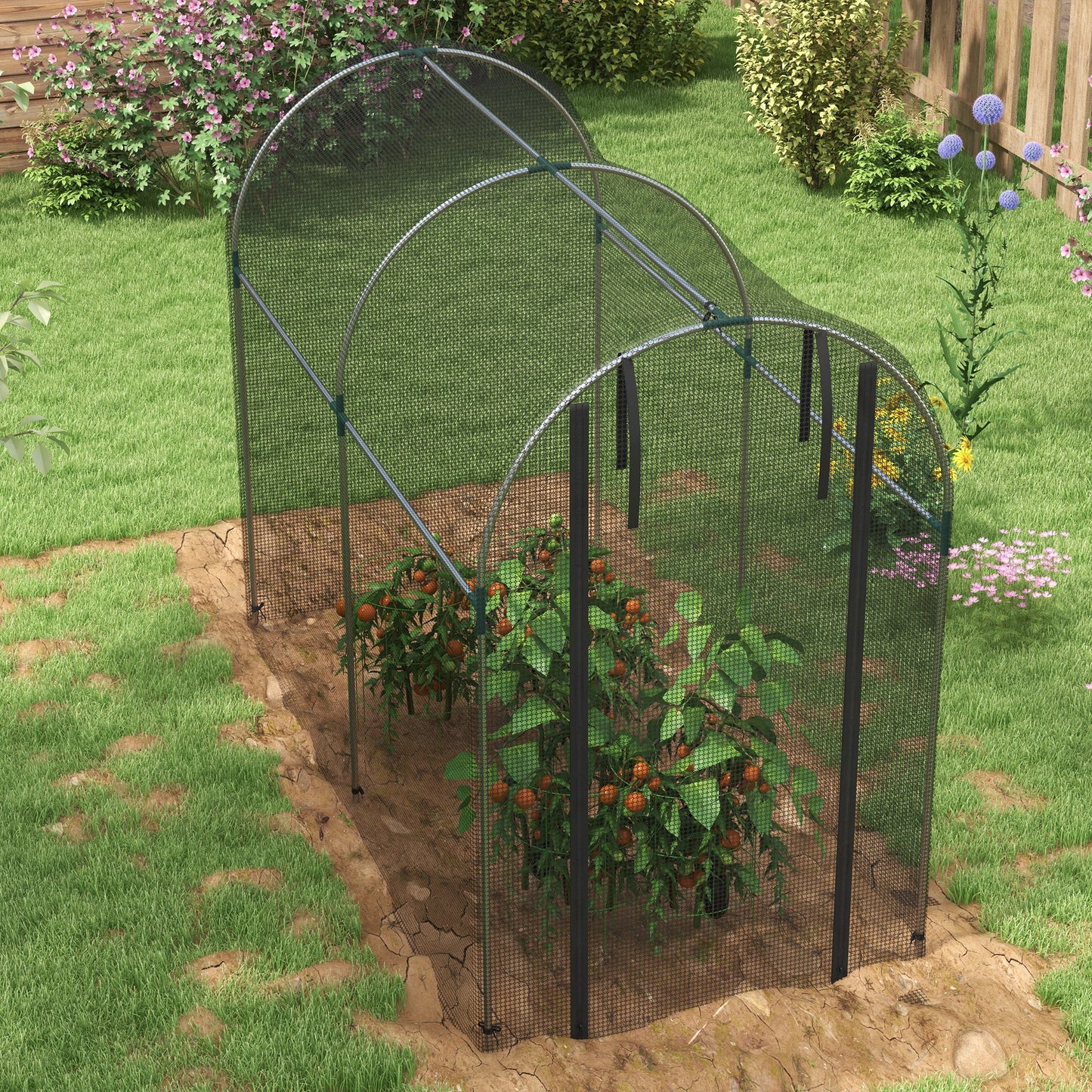 Outsunny Estufa de Cultivo Estufa de Jardim com 1 Porta com Fecho de Correr Suporte e Anti UV para Proteger as Plantas Pátio Jardim Varanda 120x240x188 cm Preto