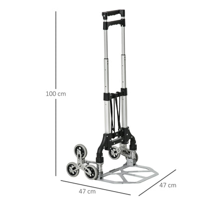 DURHAND Carrinho de Mão Portátil para Escadas com 6 Rodas Capacidade 70 kg Carrinho Dobrável para Entregas Armazéns Mercado Viagens Mudanças Prata e Preto