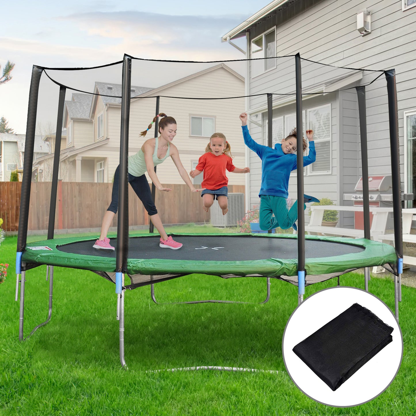 HOMCOM Rede de Segurança para Trampolim Rede de Substituição para Trampolins Ø366x180 cm Preto