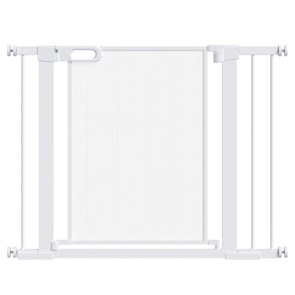 PawHut Barreira de Segurança para Cães Extensível 75-103 cm Barreira para Escada e Portas com 2 Extensões Duplo Bloqueio Fechamento Automático Branco