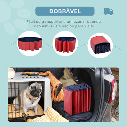 PawHut Piscina Dobrável para Cães Gatos Banheira Portátil para Animais de Estimação PVC Antiderrapante Múltiplo Uso para Interior e Exterior Ø160x30 cm Vermelho