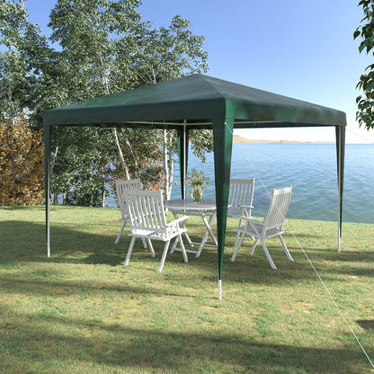 Outsunny Tenda Desmontável 3x3 m Tenda de Jardim com 4 Orifícios de Drenagem e Estrutura de Aço para Varanda Pátio Exterior Campismo Verde