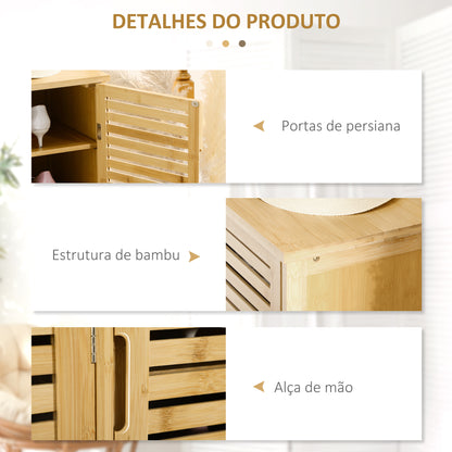 HOMCOM Sapateira de Entrada Armário Sapateira com 3 Portas de Persiana Prateleiras Ajustáveis para 16 Pares de Sapatos para Corredor Entrada 100x35x80 cm Natural