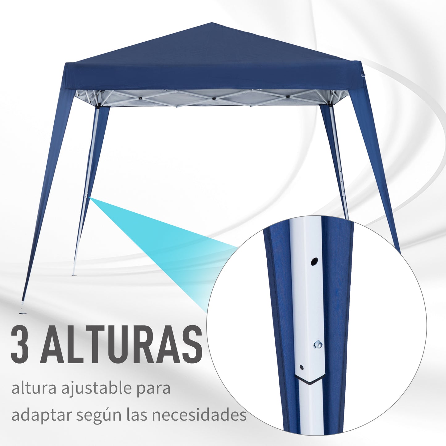 Outsunny Tenda Dobrável 297x297x250 cm Tenda para Jardim Campismo Festas Eventos Aço e Oxford Azul