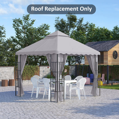 Outsunny Toldo de Substituição para Pérgola 2,95x2,95 cm Cobertura de Substituição com Teto Duplo e 10 Orifícios de Drenagem Tecido de Poliéster para Pátio Jardim Cinza