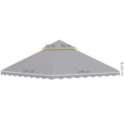 Outsunny Toldo de Substituição para Pérgola 2,95x2,95 cm Cobertura de Substituição com Teto Duplo e 10 Orifícios de Drenagem Tecido de Poliéster para Pátio Jardim Cinza