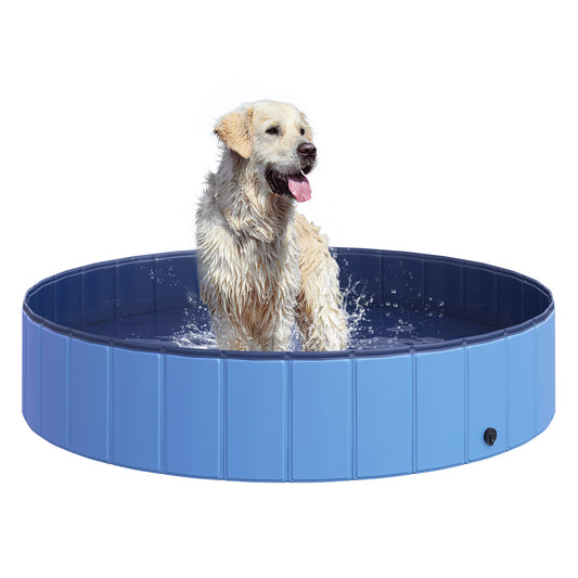 PawHut Banheira dobrável para cães piscina para animais de estimação PVC antiderrapante resistente ao desgaste Adequado para interior e exterior Ø140x30cm azul