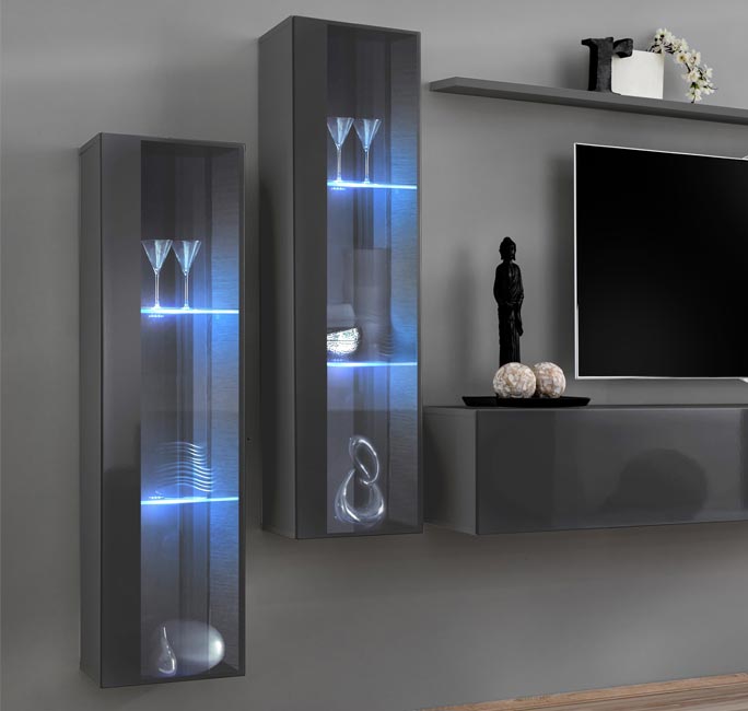 Mueble colgante modelo Baza LD 30x120 en color gris con LED