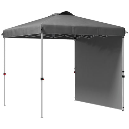 Outsunny Tenda Dobrável 2,5x2,5 m Altura Ajustável Tenda de Jardim com 1 Parede Lateral Teto com Ventilação e Bolsa de Transporte para Acampamento Festas Cinza Escuro