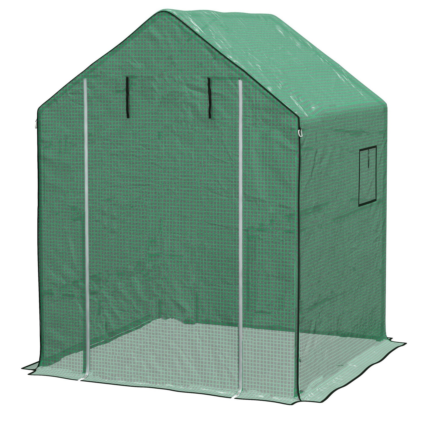 Outsunny Cobertura para Estufa 140x143x190 cm Cobertura de Substituição para Estufa com Janela, Porta com Fecho Éclair Anti-UV, Proteção de Plantas para Jardim, Verde