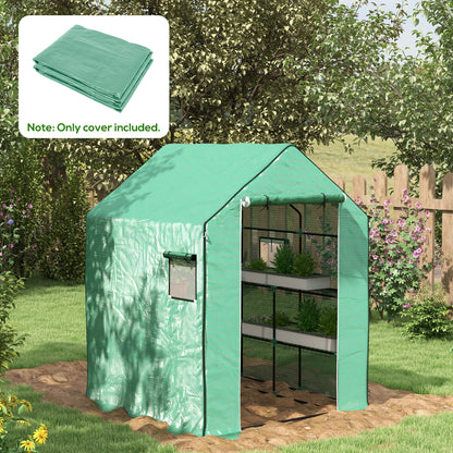 Outsunny Cobertura para Estufa 140x143x190 cm Cobertura de Substituição para Estufa com Janela, Porta com Fecho Éclair Anti-UV, Proteção de Plantas para Jardim, Verde