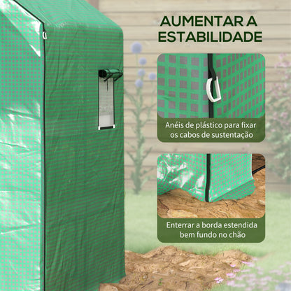 Cobertura de Substituição para Estufa – 140x143x190 cm – PE Reforçado com Janela e Porta com Fecho Éclair – Verde