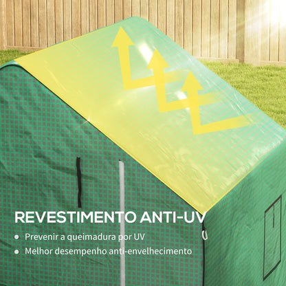 Outsunny Cobertura para Estufa 140x143x190 cm Cobertura de Substituição para Estufa com Janela, Porta com Fecho Éclair Anti-UV, Proteção de Plantas para Jardim, Verde