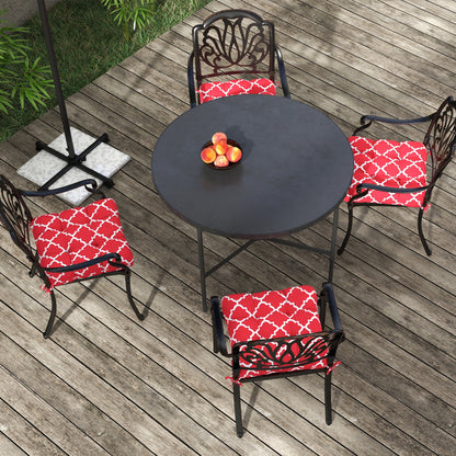 Outsunny Conjunto de Almofadas para Cadeiras de Sala 48x48x7 cm Conjunto de 4 Peças Almofadas para Cadeiras de Jardim Impermeáveis e Anti-UV com 2 Fitas de Fixação Vermelho