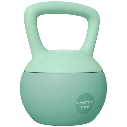 SPORTNOW Kettlebell de 10 kg Pesa Russa Preenchida de Areia Metálica e Alça Antiderrapante para Treino de Musculação em Casa Ginásio 21x21x30 cm Verde