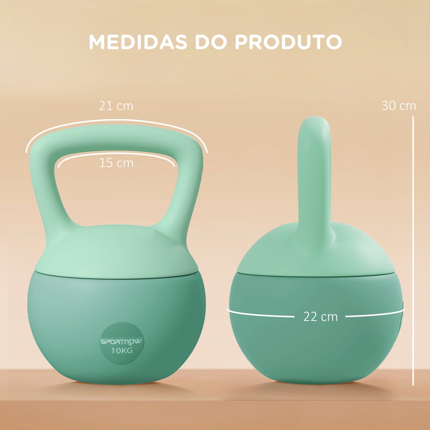 SPORTNOW Kettlebell de 10 kg Pesa Russa Preenchida de Areia Metálica e Alça Antiderrapante para Treino de Musculação em Casa Ginásio 21x21x30 cm Verde