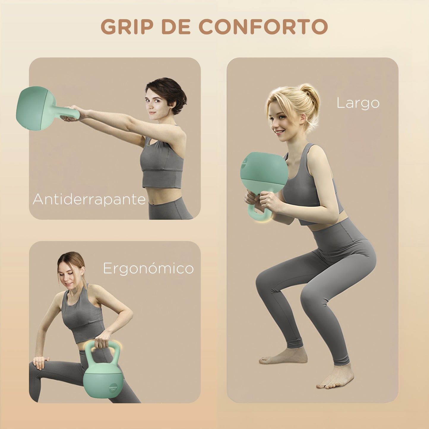 SPORTNOW Kettlebell de 10 kg Pesa Russa Preenchida de Areia Metálica e Alça Antiderrapante para Treino de Musculação em Casa Ginásio 21x21x30 cm Verde