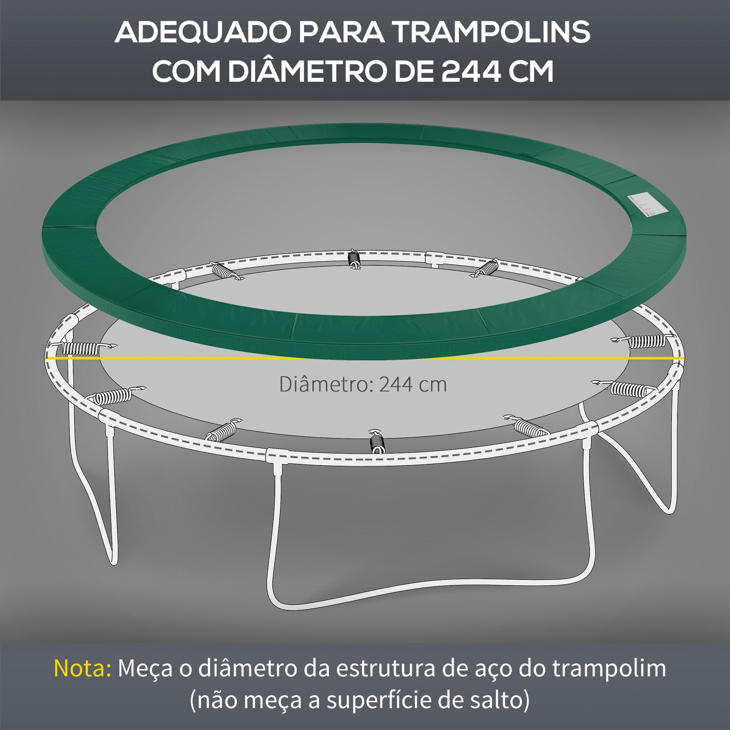 HOMCOM Cobertura de Proteção Ø244 cm de Borda de Trampolim Espuma de Proteção para Trampolim para Exterior Verde