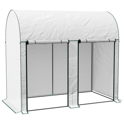 Outsunny Estufa Pequena Estufa de Exterior com Porta Dupla com Fecho de Correr e Cobertura de PE para Cultivar Plantas Flores 200x100x178 cm Branco