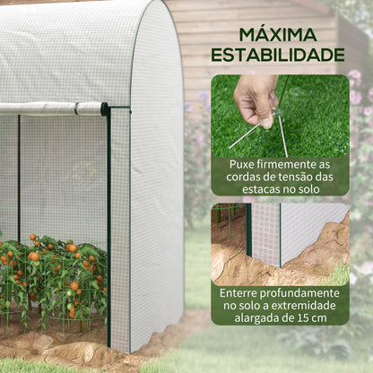 Outsunny Estufa Pequena Estufa de Exterior com Porta Dupla com Fecho de Correr e Cobertura de PE para Cultivar Plantas Flores 200x100x178 cm Branco