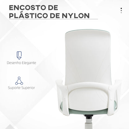 Vinsetto Cadeira de Escritório Giratória com Altura Ajustável Cadeira de Escritório Ergonómica com Apoio para os Braços Função de Inclinação e Encosto Alto 62x56x110-119,5 cm Verde