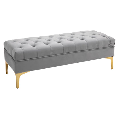 Banco de Pé de Cama com Assento Acolchoado e Pés Metálicos Banco de Quarto para Entrada Corredor Capacidade 120 kg 118x45x42 cm Cinza