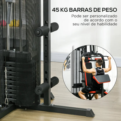 Máquina Multi Estação Ajustável com Placas de Peso de 45 kg - HomeGym