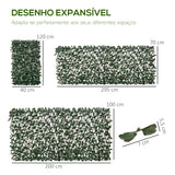 Outsunny Vedação com Treliça Expansível de 2 Peças com Folhas Artificiais 295x70 cm Parede de Folhas com Vime Decorativa Vedação de Privacidade para Jardim Varanda Verde e Madeira