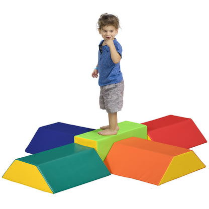 HOMCOM Conjunto de 5 Blocos para Crianças de 18-36 Meses Brinquedo de Construção para Aprendizagem Infantil 48x48x48cm Multicor