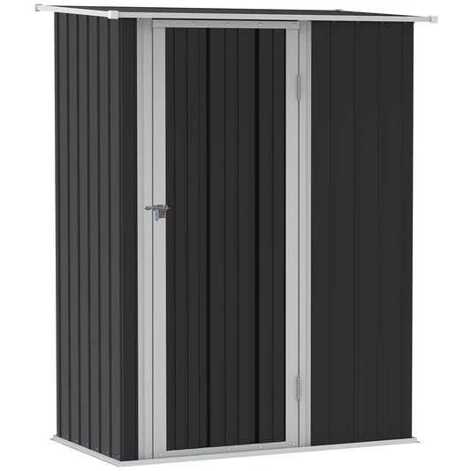 Outsunny Abrigo de Jardim 1,07m² 142x84x189cm Abrigo de Jardim de Aço Galvanizado com Porta Fechadura e Orifícios de Drenagem para Armazenamento de Ferramentas Cinza