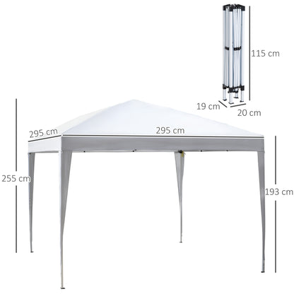 Outsunny Tenda Dobrável 2,95x2,95 cm com Bolsa de Transporte Altura Ajustável Anti-UV e Impermeável para Terraço Pátio e Praia Branco Prateado