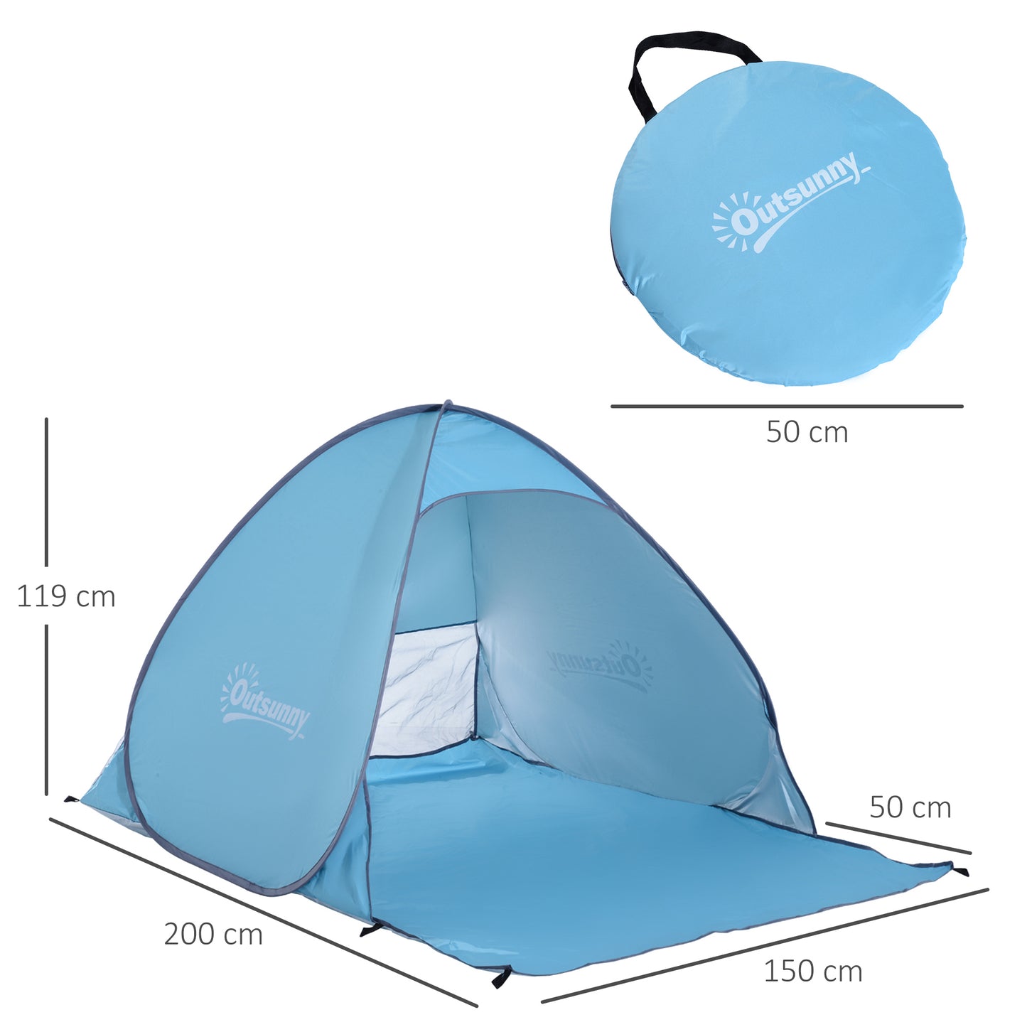 Outsunny Tenda Pop-up Instantâneo e Portátil com Janelas Protetoras para Piquenique, Praia e Camping com Proteção UV Azul