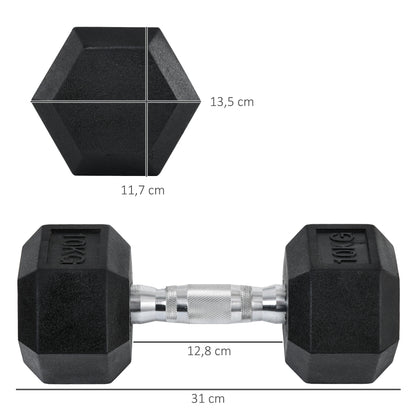 HOMCOM Conjunto de Halteres 20 kg com Barra Metálica e Cabeça Hexagonal Conjunto Pesos para Treino em Casa Ginásio 31x13,5 cm Preto e Prata