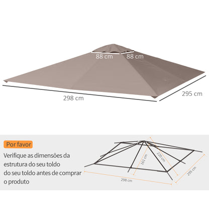 Outsunny Toldo de Substituição de 3x3m para Pérgola de Jardim com 8 Orifícios de Drenagem e Ventilação Bege