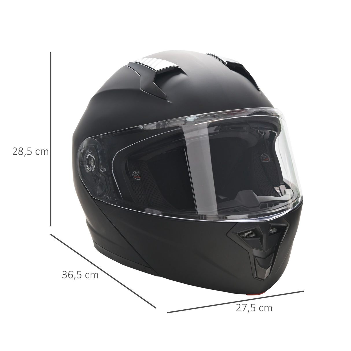 HOMCOM Capacete de Moto Integral Tamanho L-59cm Capacete de Motocicleta com Dupla Viseira Cabeçote Anticolisão com Certificação Europeia Unisex Cor Preta