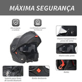 HOMCOM Capacete de Moto Integral Tamanho L-59cm Capacete de Motocicleta com Dupla Viseira Cabeçote Anticolisão com Certificação Europeia Unisex Cor Preta