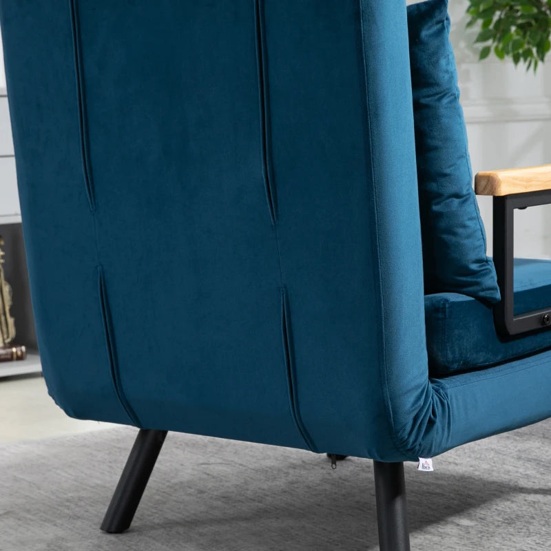 Poltrona-Cama Lopez com Encosto Ajustável - Azul - Design Moderno