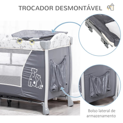 Berço Dora Dobrável para Bebés e Crianças - Design Moderno