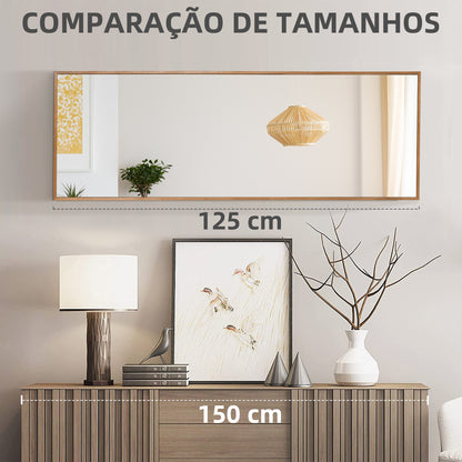 HOMCOM Espelho de Parede 45x125 cm Espelho de Corpo Inteiro de Madeira Estilo Moderno Decoração para Sala de Estar dormitório Entrada Madeira