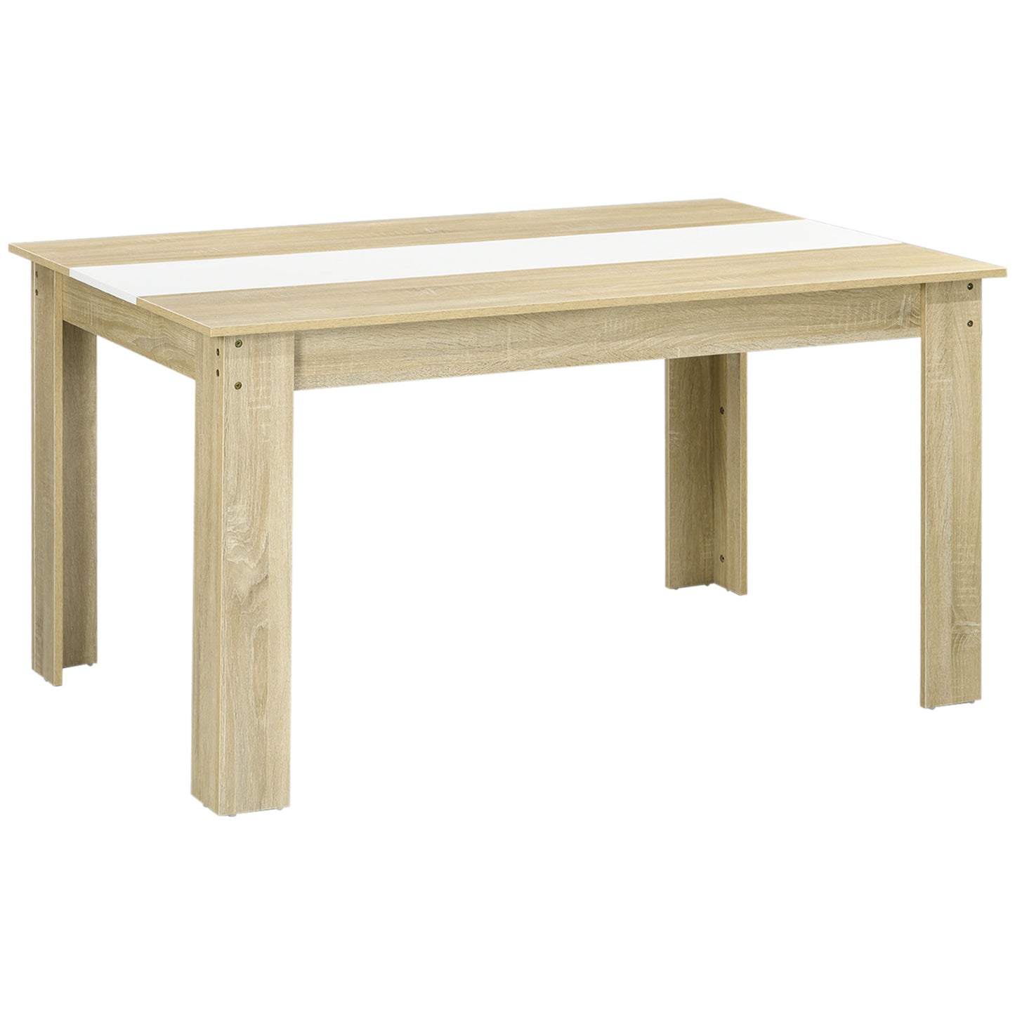 HOMCOM Mesa de Jantar Moderna Mesa para Sala Retangular para 4-6 Pessoas Carga 100 kg 140x89,5x75 cm Branco e Carvalho